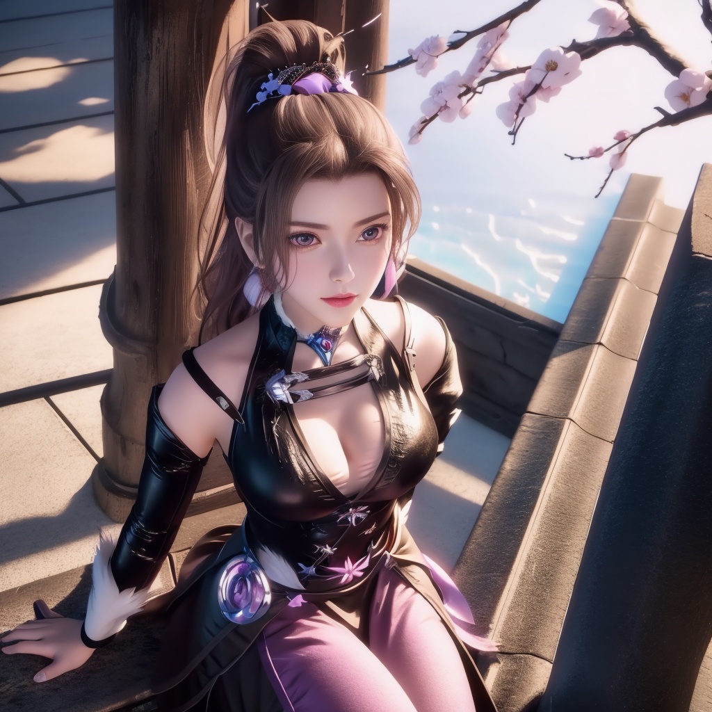 <lora:万界至尊-李雪衣-皮衣:0.8>, (,1girl, ,best quality, ),looking at viewer,  ,ultra realistic 8k cg,, ,masterpiece, (( , )),, ,   ,   cure blossom,  ,,  (cleavage),,  (), ,(sit),