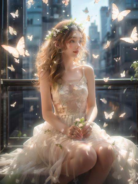 Wearing a white wedding dress,  Happiness,  Smile on Tensor.Art