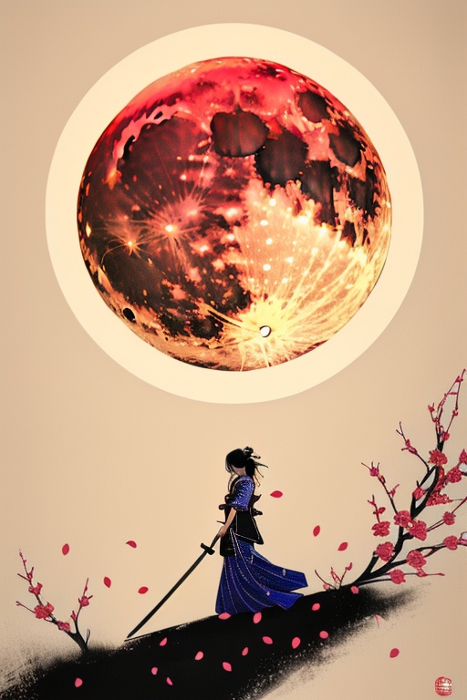 japanesebrush art 1girl,  solo,  long hair on Tensor.Art
