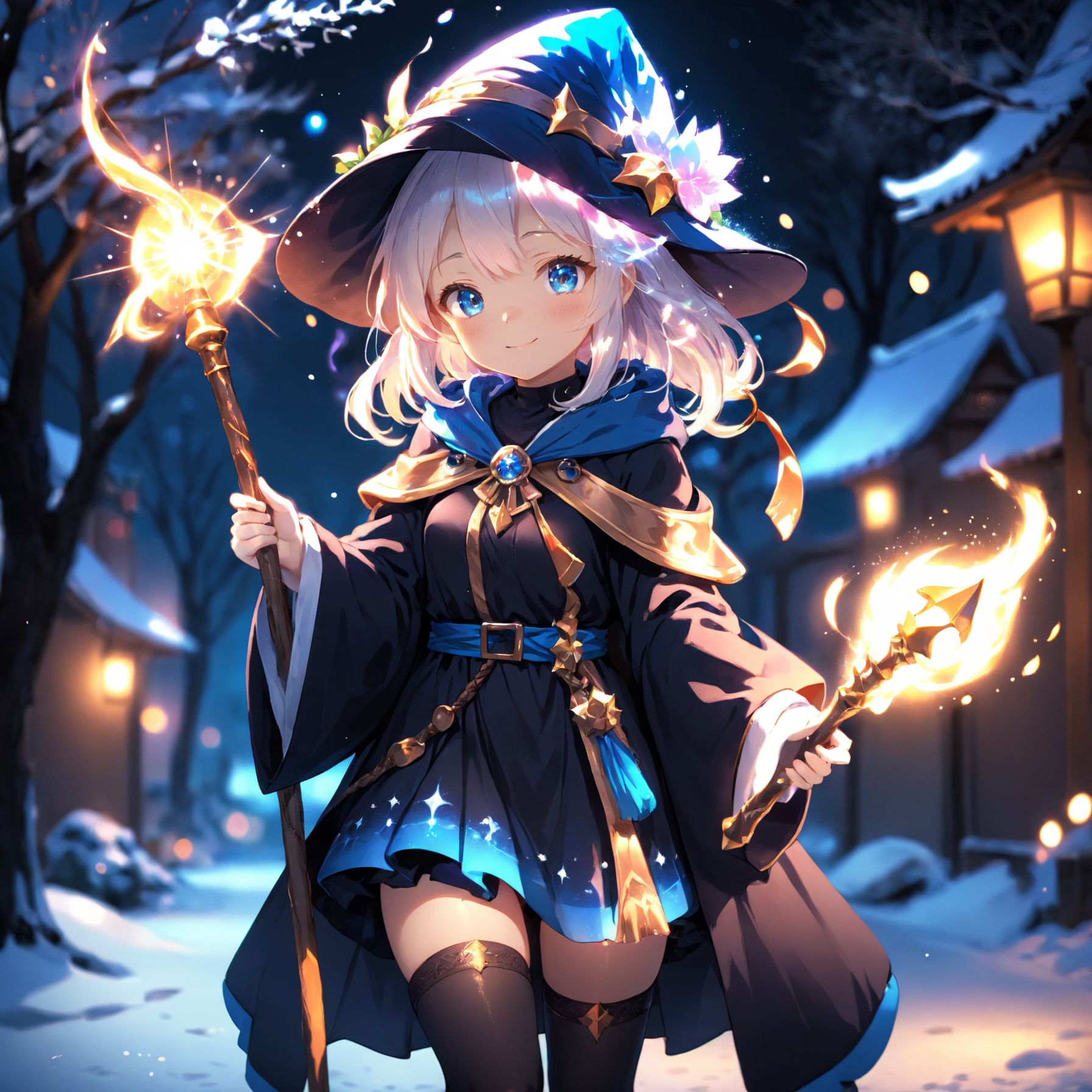 anime,  cute girl,  wizard hat on Tensor.Art