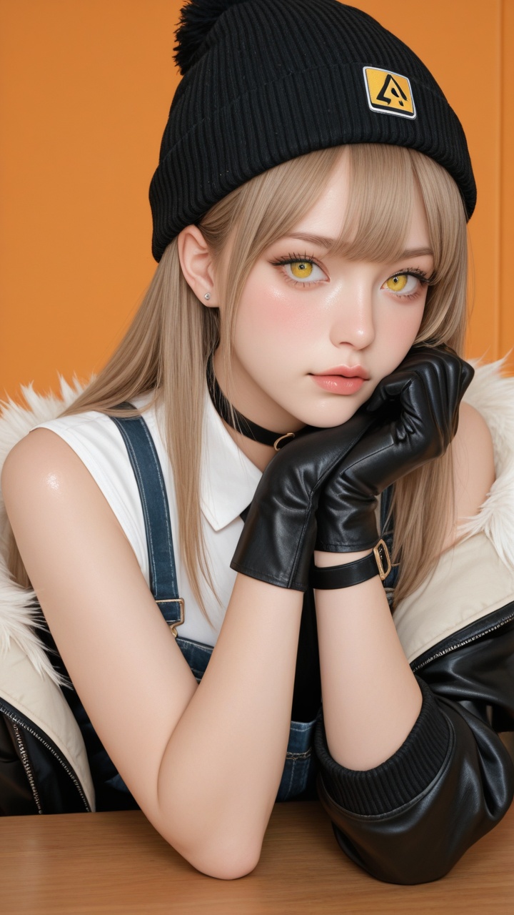 This is a digital anime-style illustration of a young woman with a confident and slightly mischievous expression. She has...