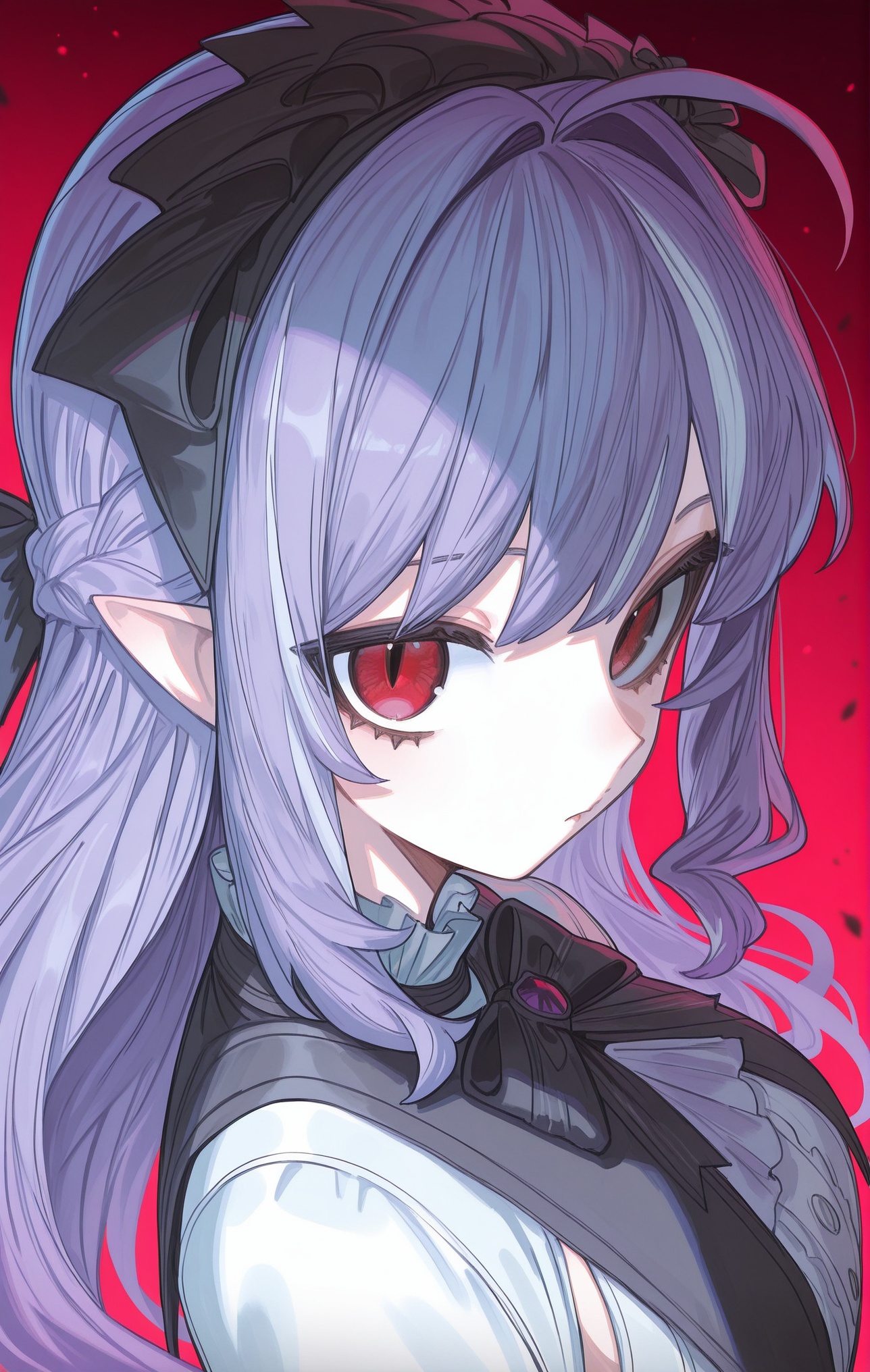 vivian \(zenless zone zero\),artist:ketopon,vivian \(zenless zone zero\),black bow,bow,****,gothic lolita,lolita fashion,long hair,looking at viewer,pointy ears,purple hair,red eyes,shirt,vampire,white shirt,(artist:quasarcake:0.8),extreme aesthetic,(wlop:0.6),(honjou raita,lack,rella,wanke:0.5),masterpiece,best quality,good quality,newest,year 2024,year 2023,very aesthetic,absurdres,Visual impact,A shot with tension,ultra-high resolution,32K UHD,sharp focus,best-quality,masterpiece,