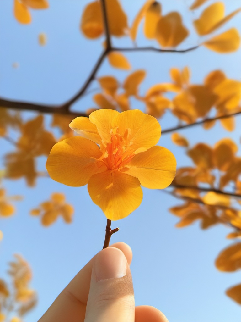 huangse,no humans,white background,simple background,tree,orange flower,flower,blurry,still life,depth of field,traditional media,scenery,leaf,outdoors,branch,autumn,yellow flower,masterpiece,8K,realistic,UHD,<lora:huangse 1.0:1>,