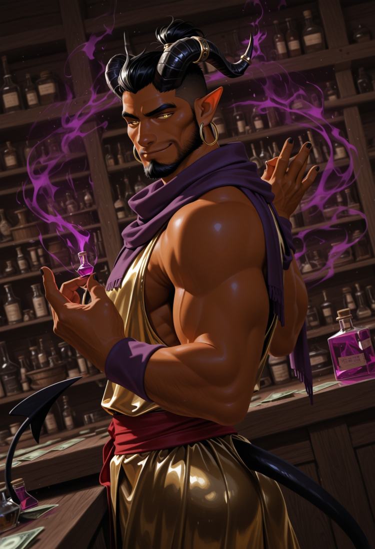 Abbass - Tiefling alchemist by MMMW on Tensor.Art