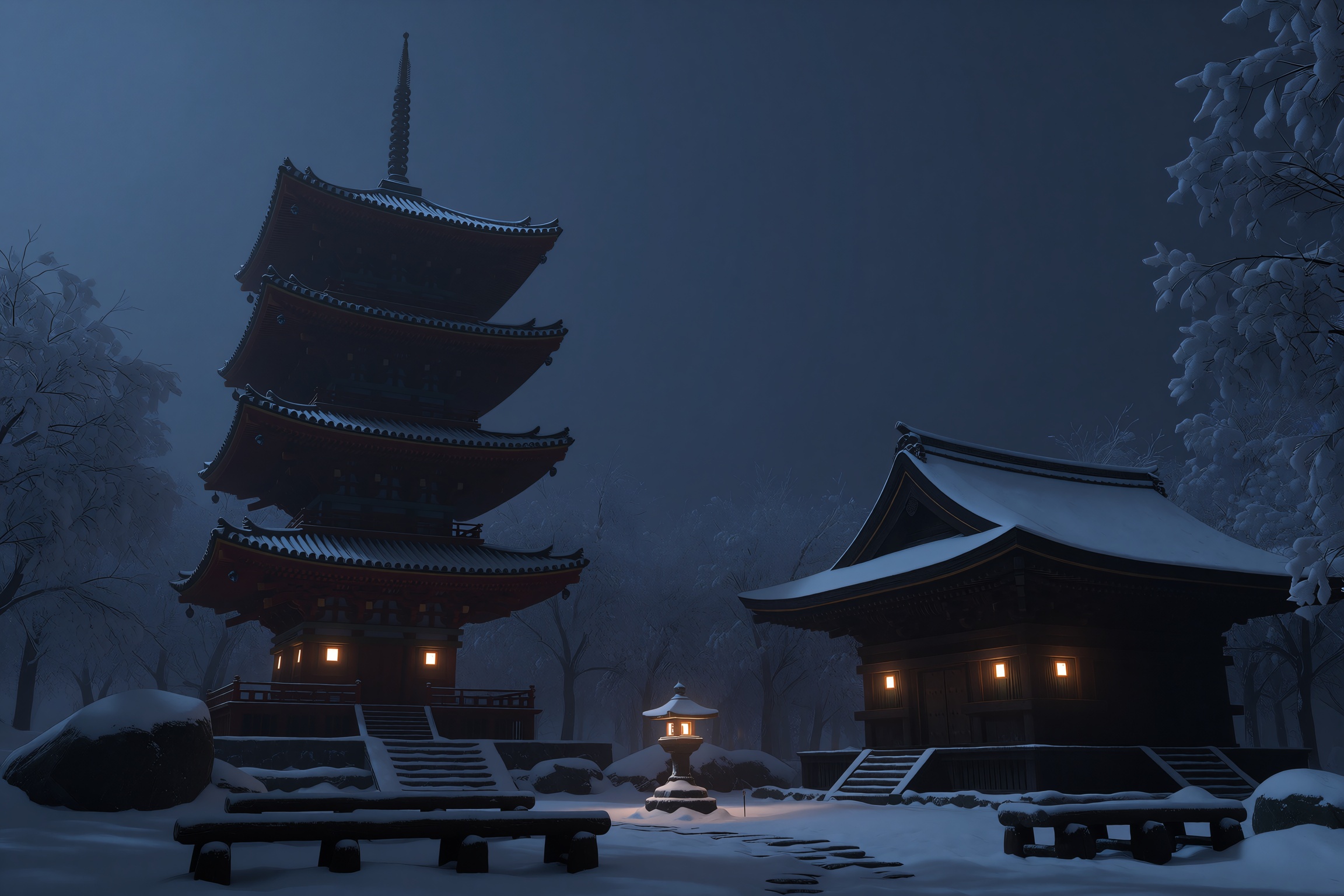 Game CG Style,  scenery,  east asian architecture on Tensor.Art