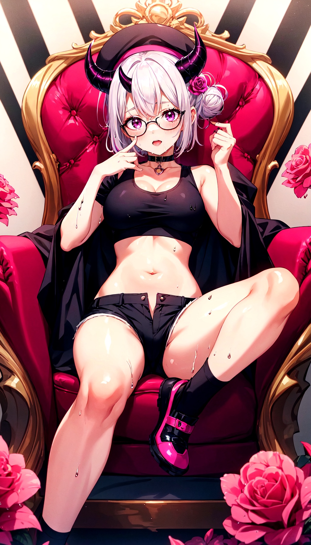 medium breasts,  white hair,  messy bun hair on Tensor.Art