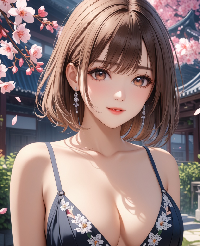 (,1girl, ,best quality, ),looking at viewer,  ,ultra detailed background,ultra detailed background,ultra realistic 8k cg,, ,masterpiece, (( , )),, , , hyper blossom,    (cleavage), (), ,,