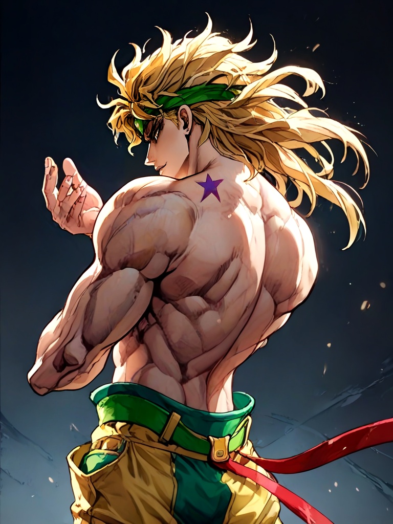 ((black background)),  close-up,  dio_brando's_pose_\(jojo\) by 鬼畫符 on Tensor.Art