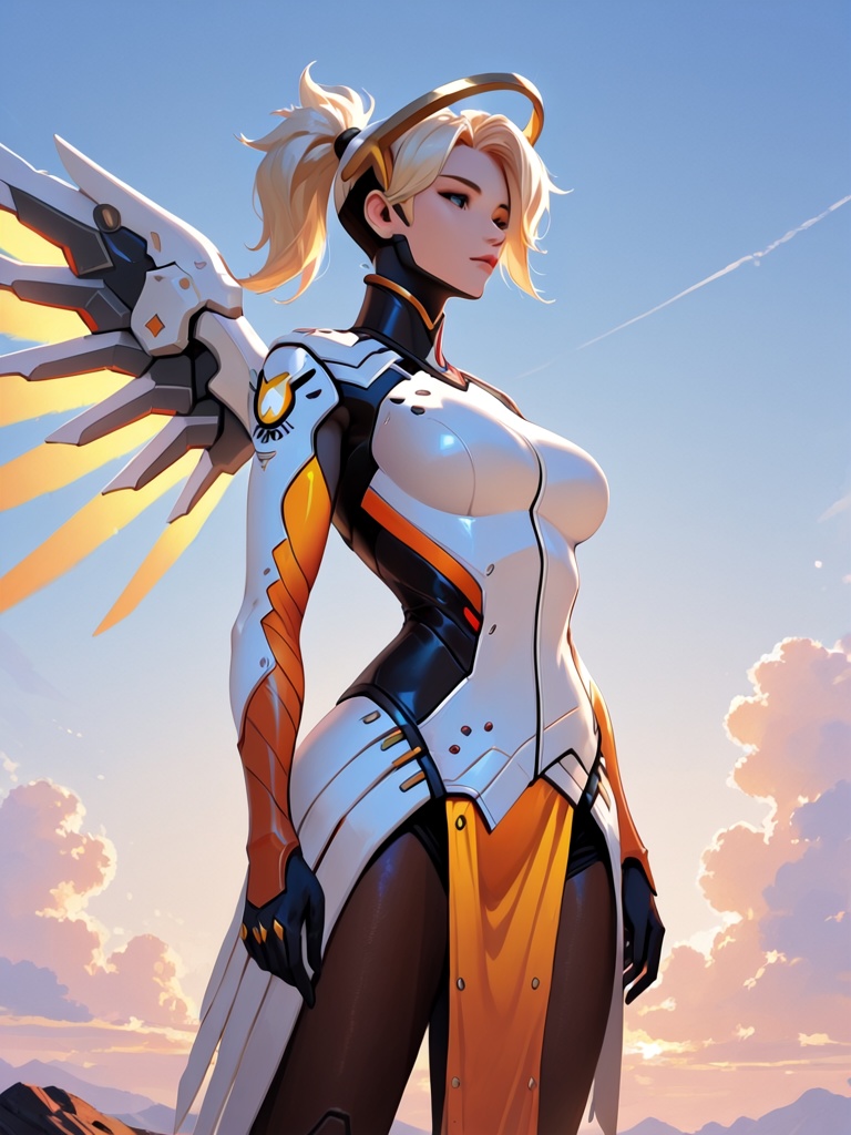 1girl,  mercy (overwatch),  tall female on Tensor.Art