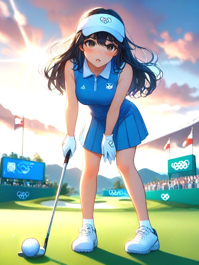 source_anime,  playing golf,  golf course on Tensor.Art