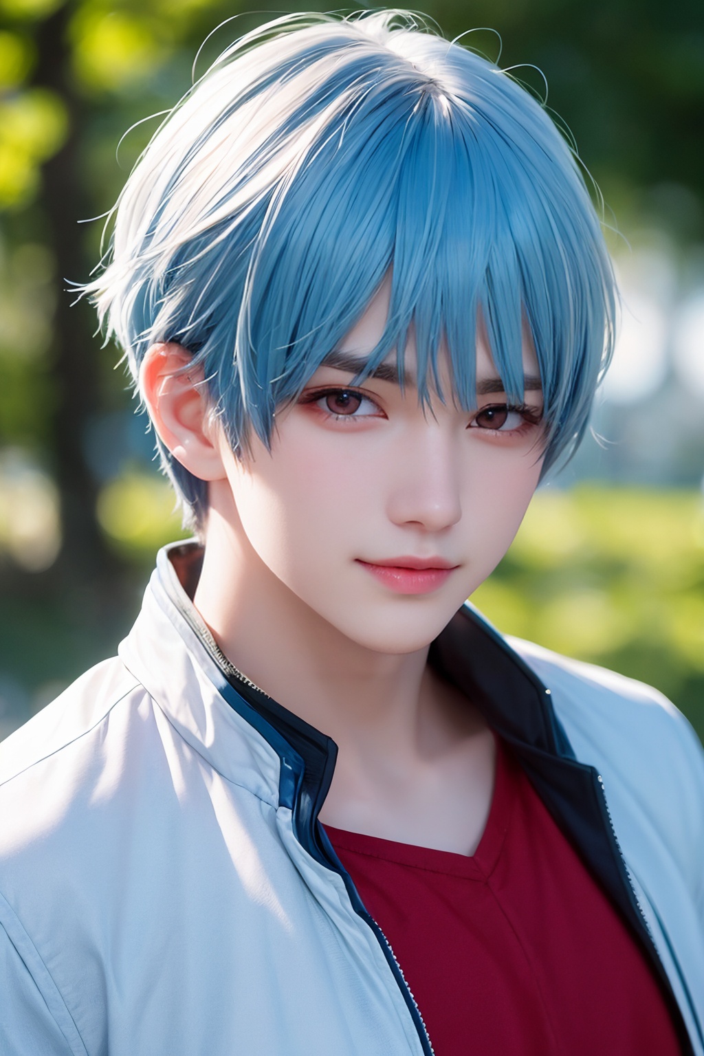 intricate details,  hansome boy,  Light blue hair on Tensor.Art