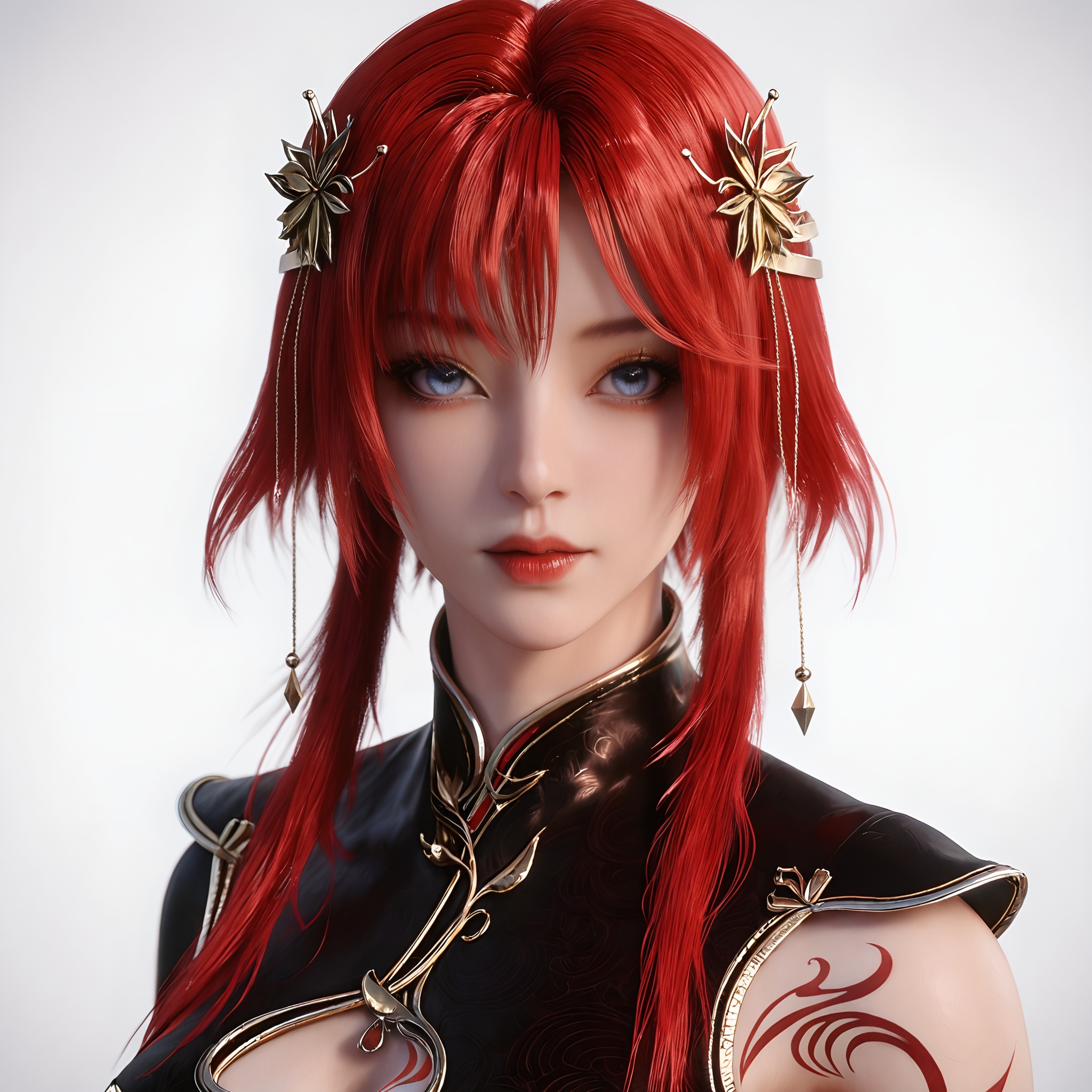 1girl,  red hair,  hair ornament by 漫 on Tensor.Art