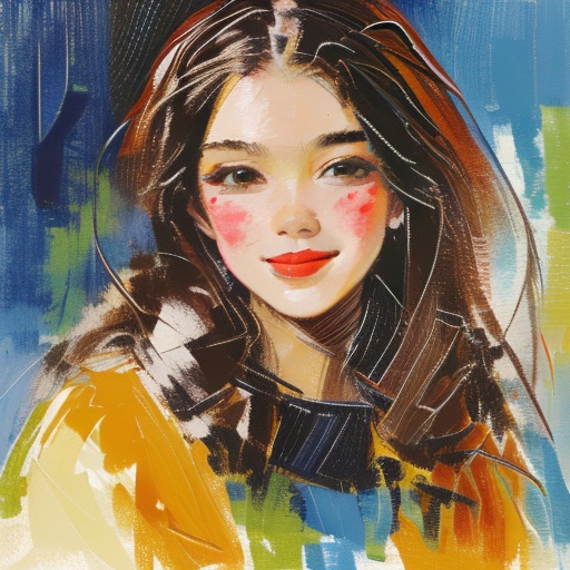 <div>,1girl,smile,((dyeing)),((oil painting)),((impasto)),