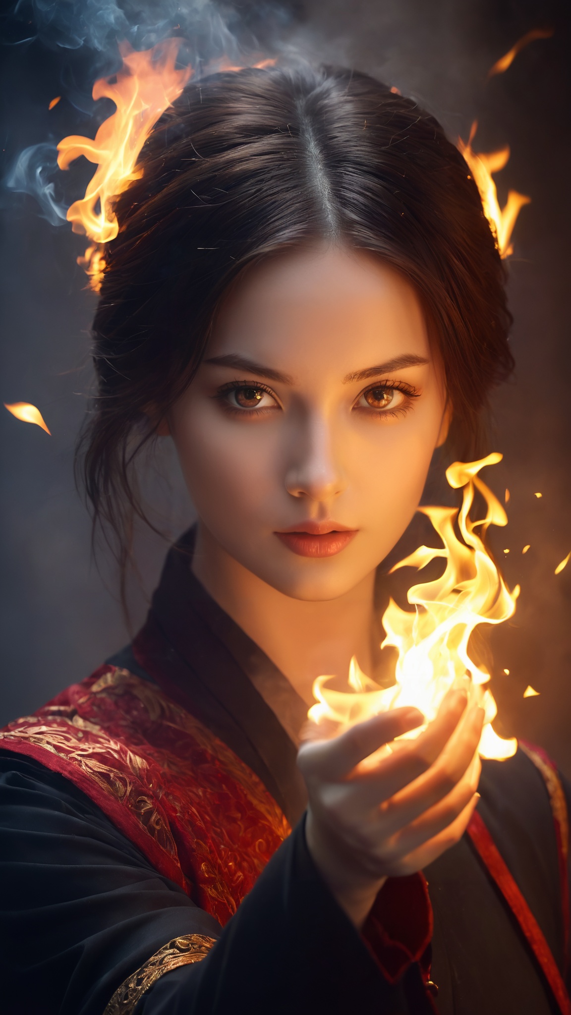 1 Girl,  Raging Fire,  Fire Magic on Tensor.Art