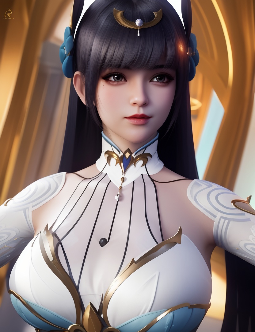 <lora:515-DA-神印王座-枫玲儿:0.8>(,1girl, ,best quality, ),looking at viewer,masterpiece, (( , )),, realistic,science fiction,mole, ultra realistic 8k cg, crescent moon, (cleavage), (),