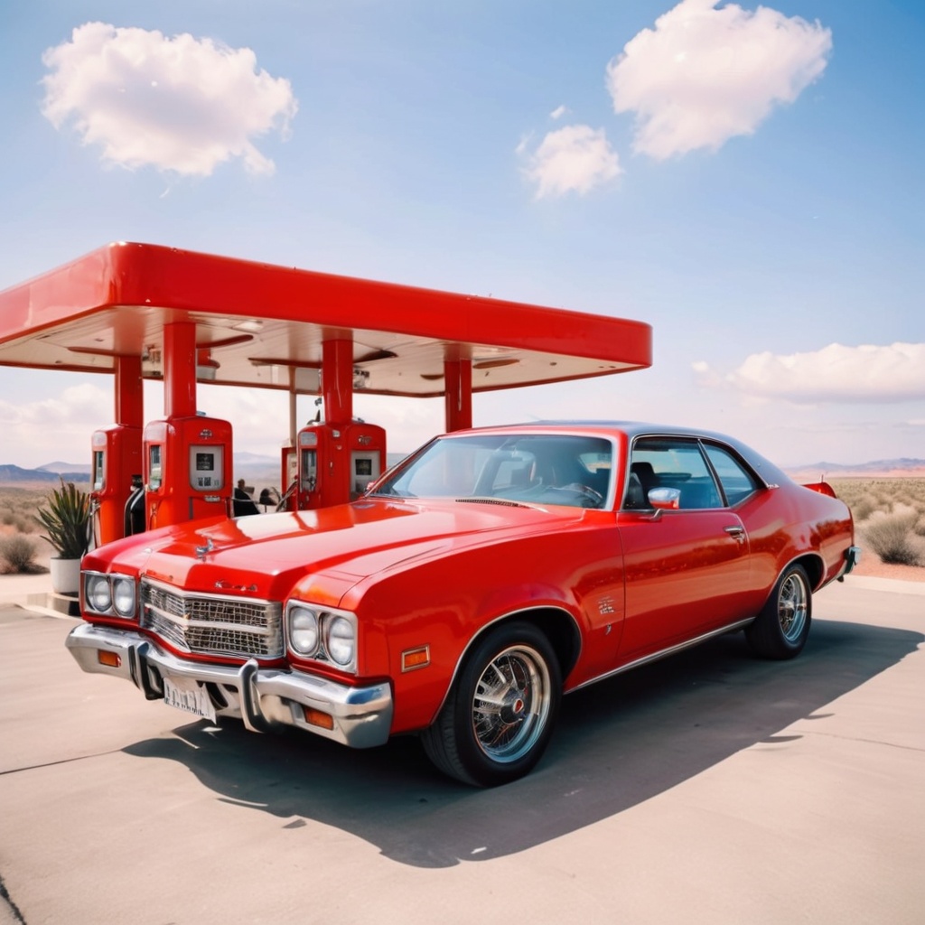 aw0k euphoric style,  a car in a gas station on Tensor.Art