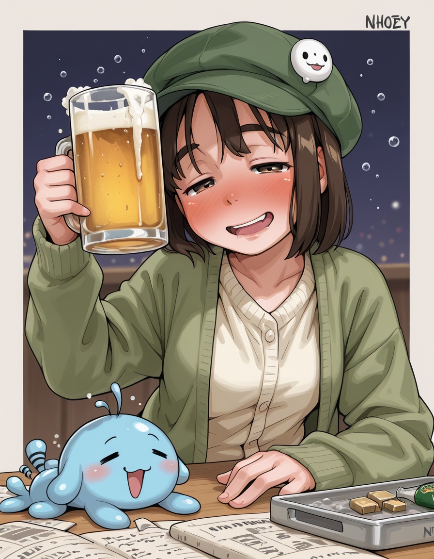 nhstyleholding beer,  drunk,  woozy on Tensor.Art