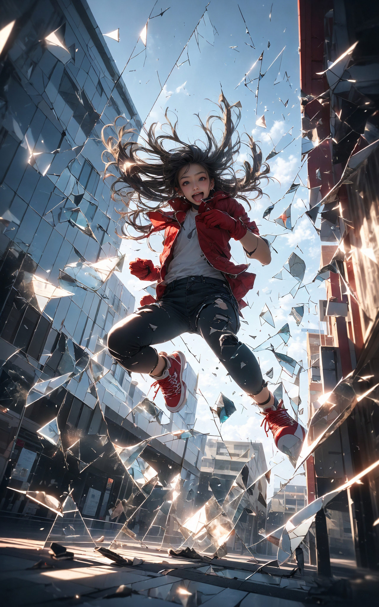 jumping,  midair, on Tensor.Art