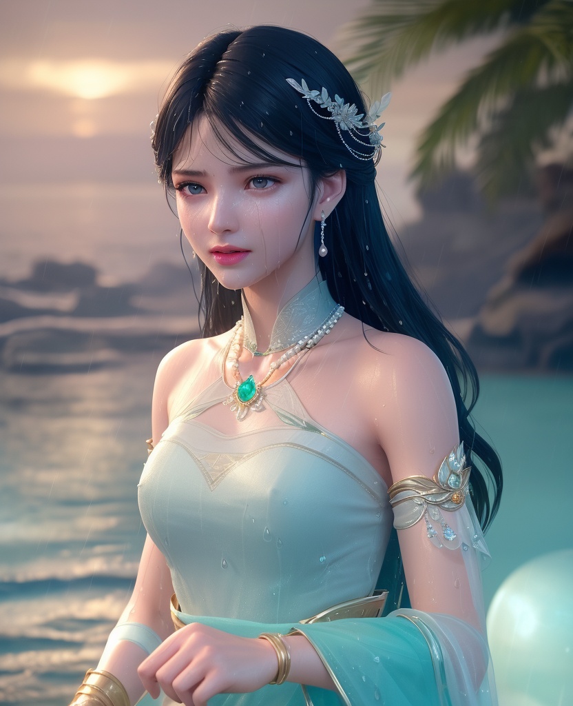 <lora:597-DA-斗破苍穹-萧薰儿-三七分:0.8>(,1girl, ,best quality, ),looking at viewer, ,ultra detailed 8k cg, ultra detailed background, ultra realistic 8k cg,  ,masterpiece((((1girl, solo,  , ,solo focus, wet,sweat, ocean,rain, water drop, )))) (, , sweatdrop, flying sweatdrops, sweating profusely,colorful drop \(module\), )   clean, masterpiece,     cinematic lighting, cinematic bloom,   , unreal, science fiction, luxury, jewelry, diamond, gold, pearl, gem, sapphire, ruby, emerald, intricate detail, delicate pattern, charming, alluring, seductive, erotic, enchanting, hair ornament, necklace, earrings, bracelet, armlet,halo,