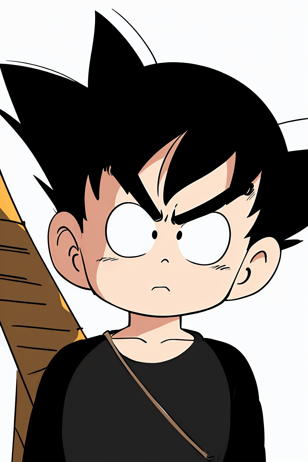 1 boy,1boy,arms at sides,black eyes,black hair,close-up,expressionless,fingernails,frown,full body,male focus,simple background,solo,upper body,v-shaped eyebrows <lora:蔚蓝Blue小悟空2.0:0.8>