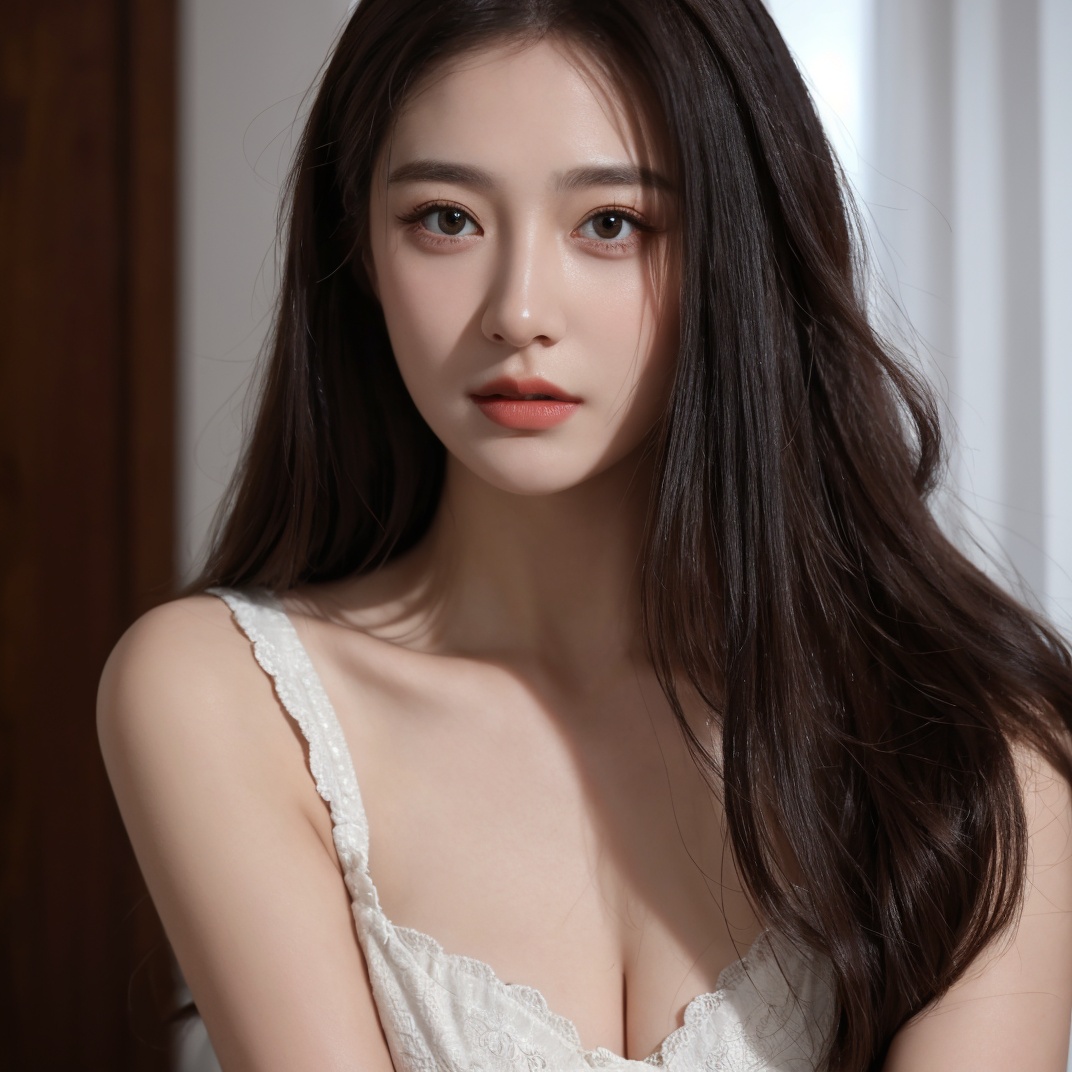 Best Quality,Masterpiece:1.4),(Realism:1.2),(Realisitc:1.2),4K,(photorealistic:1.3),1girl,face,long hair,(front view:1.2),(eye-contact:1.4),<lora:YG真实亚洲美女脸:0.7>,