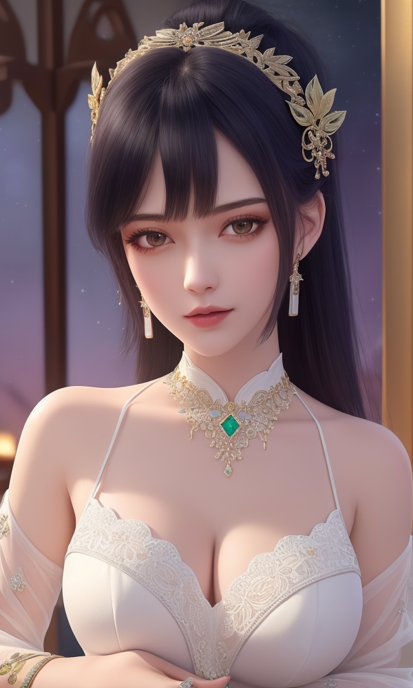 (,1girl, ,best quality, ),looking at viewer, <lora:418-DA-百炼成神-莫雨馨:0.8> ,, ,masterpiece(,1girl,night, starry sky, milky way,outdoors, full moon,  night sky, darkness,  world of darkness, , ) ,ultra realistic 8k cg,   clean, masterpiece,     (( , )),, , , prestige, luxury, jewelry, diamond, gold, pearl, gem, sapphire, ruby, emerald, intricate detail, delicate pattern, charming, alluring, seductive, erotic, enchanting, hair ornament, necklace, earrings, bracelet, armlet,halo((, )), (), 1girl, , , depth_of_field, solo, , ,