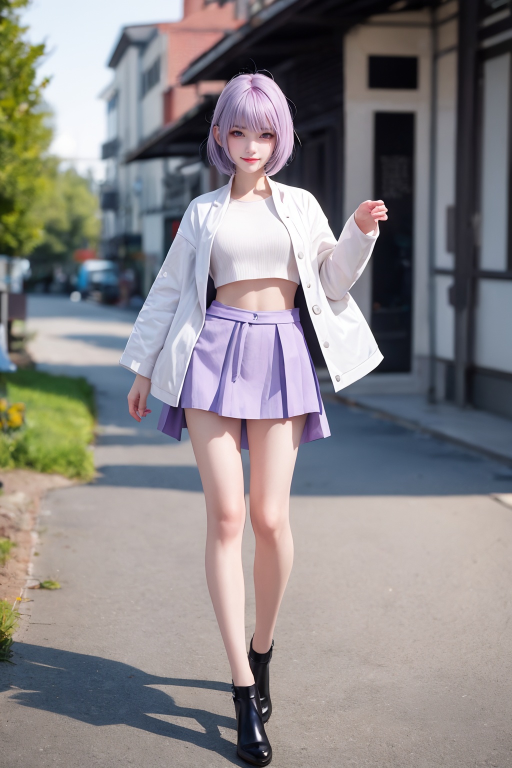 intricate details,  beautiful girl,  Light purple hair on Tensor.Art