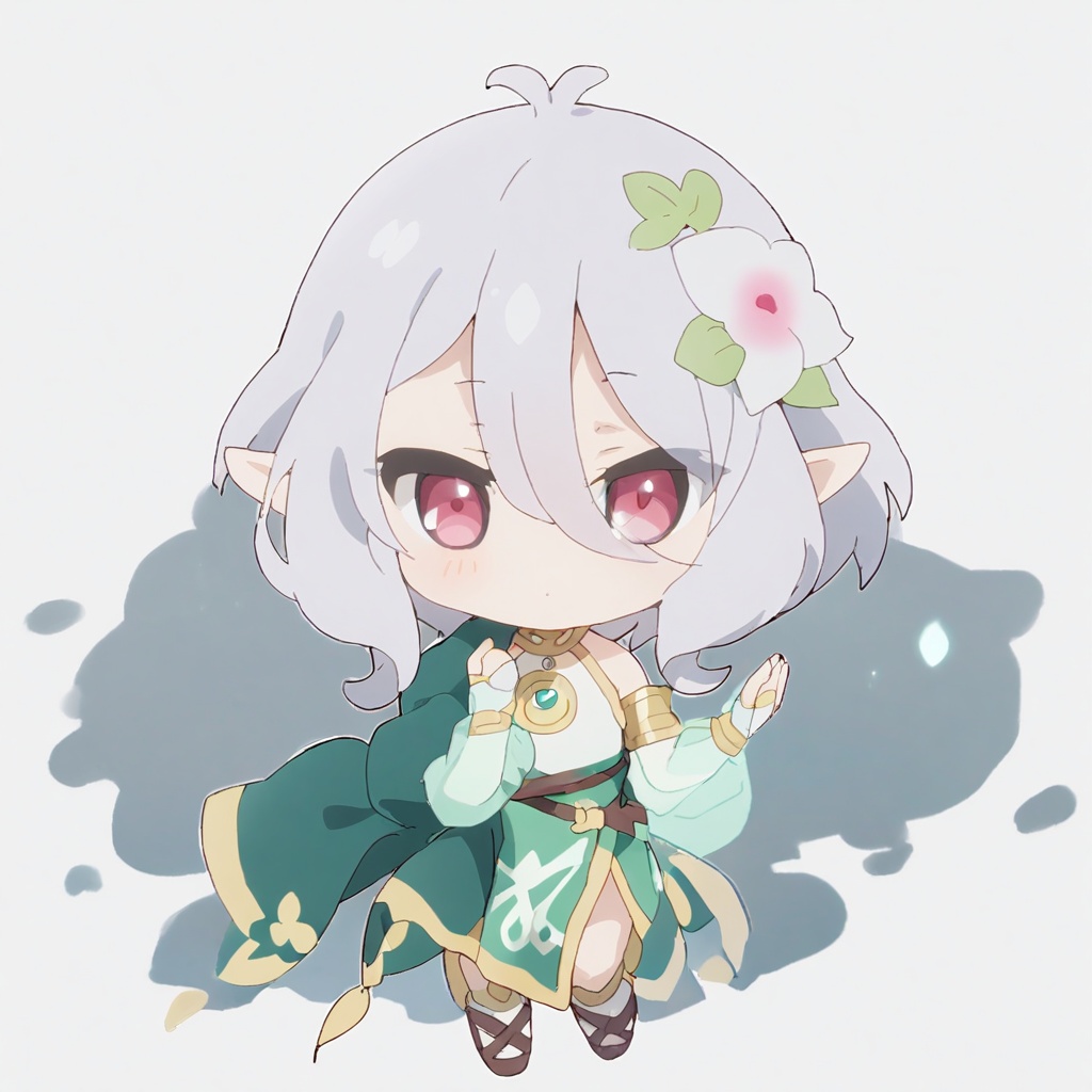 (masterpiece),(bestquality),a very delicate and beautiful,chibi,chibi in the middle,looking at viewer,solo,solo,full body,simple background,<lora:lora-000012:1.2>,kokkoro,