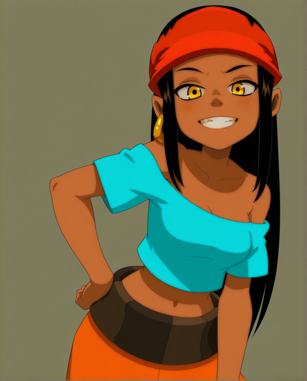 elaine,  dark skin,  black hair on Tensor.Art