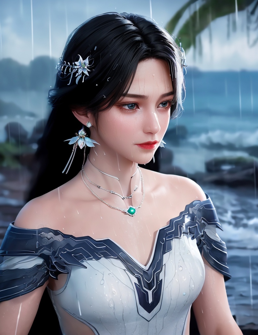 <lora:518-DA-遮天-李小曼:0.8>(,1girl, ,best quality, ),looking at viewer, ,ultra detailed 8k cg, ultra detailed background, ultra realistic 8k cg,  ,masterpiece((((1girl, solo,  , ,solo focus, wet,sweat, ocean,rain, water drop, )))) (, , sweatdrop, flying sweatdrops, sweating profusely,colorful drop \(module\), )   clean, masterpiece,     cinematic lighting, cinematic bloom,   , unreal, science fiction, luxury, jewelry, diamond, gold, pearl, gem, sapphire, ruby, emerald, intricate detail, delicate pattern, charming, alluring, seductive, erotic, enchanting, hair ornament, necklace, earrings, bracelet, armlet,halo,