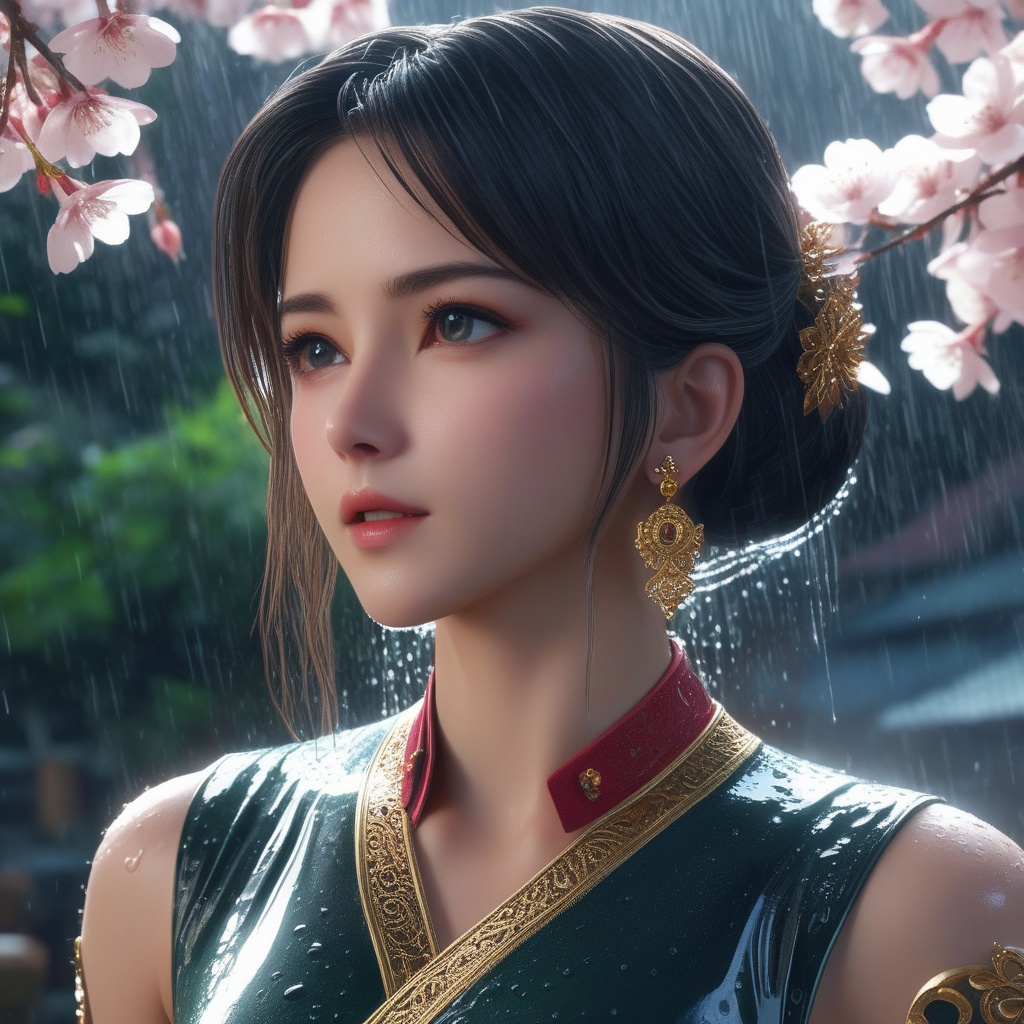 <lora:845-DA-XL-元龙-高瑶:0.6>, (,1girl, ,best quality, ),, ,ultra detailed 8k cg,            cinematic lighting, cinematic bloom, (( , )),,  , unreal, science fiction,  luxury, jewelry, diamond, pearl, gem, sapphire, ruby, emerald, intricate detail, delicate pattern, charming, alluring, seductive, erotic, enchanting, hair ornament, necklace, earrings, bracelet, armlet,halo,masterpiece, (( , )),, realistic,science fiction,mole, ,cherry blossoms,(((, , ultra high res, (photorealistic:1.4), raw photo, 1girl, wet clothes, rain, sweat, ,wet, )))(( , ))   (cleavage),,  (),