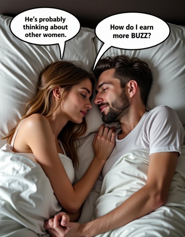 couple,  woman and man lying in bed under blankets turned away from each other,  seen from above on Tensor.Art