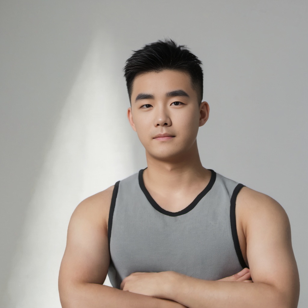HIRO,1boy,asian boy,25 years old,highres,looking towards the lens,no top,Home,full body,clear background,front,