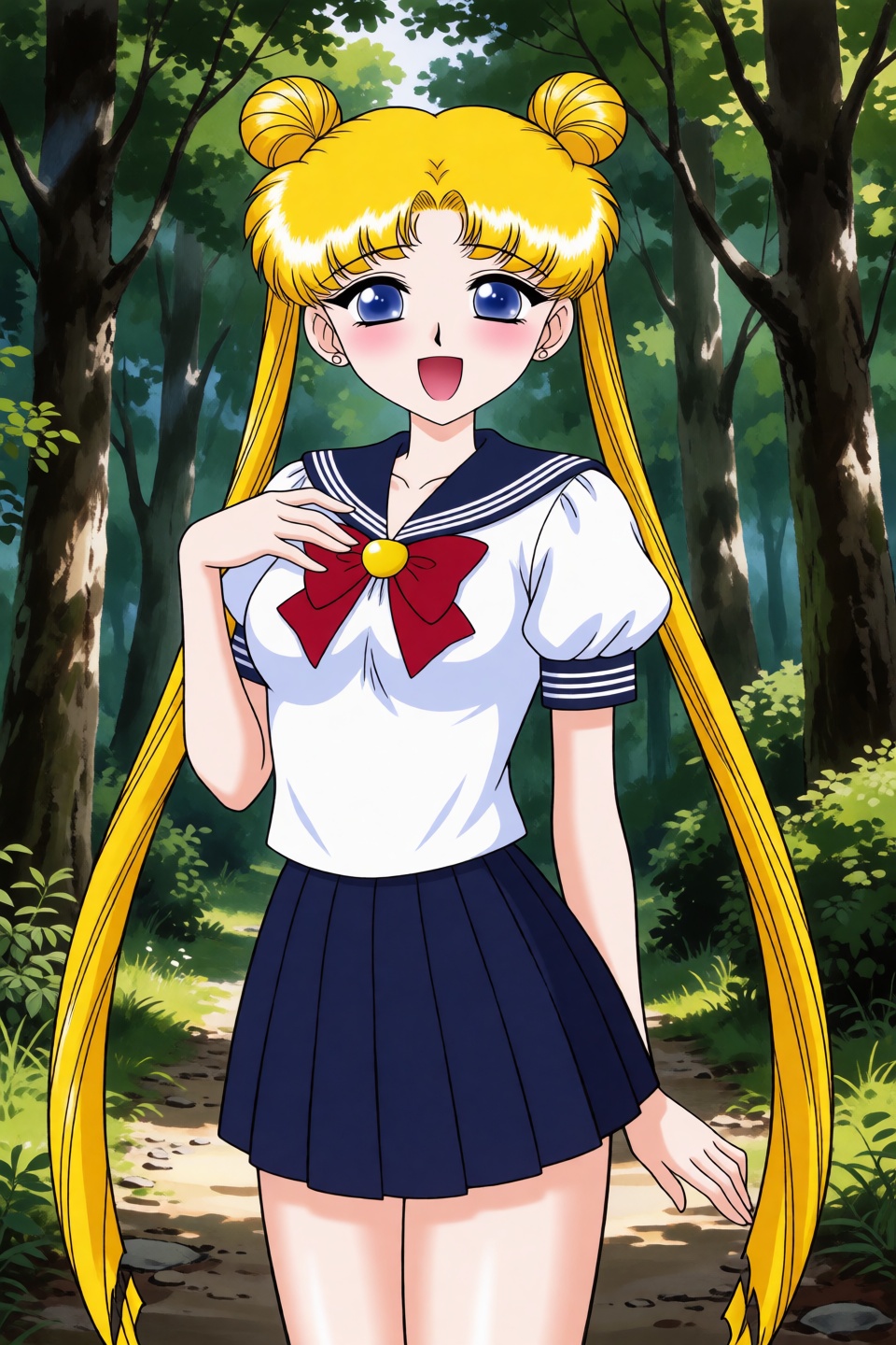 Kuroinu Juu Style,  tsukino usagi,  这幅具有经典复古动漫风格的插画描绘了月野兔的半身肖像 on Tensor.Art