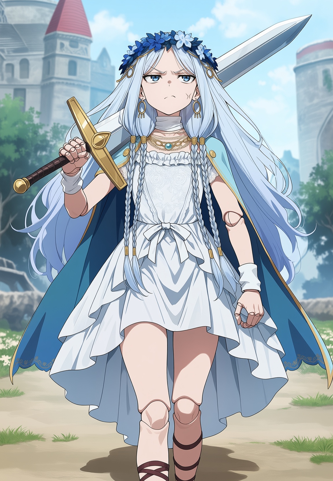 anime screencap,  1girl,  blue hair on Tensor.Art