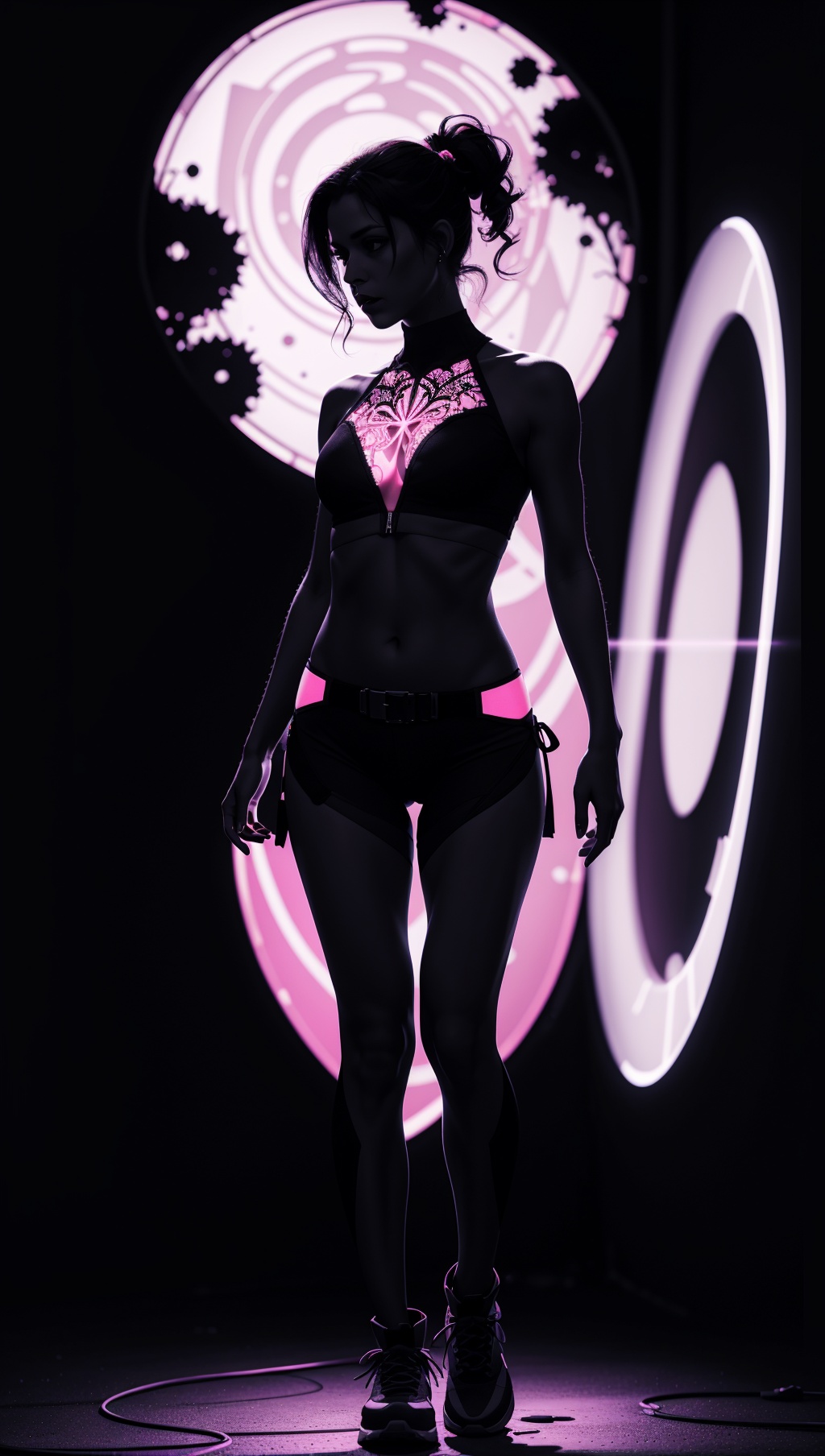 woman,  dark background,  blacklight on Tensor.Art