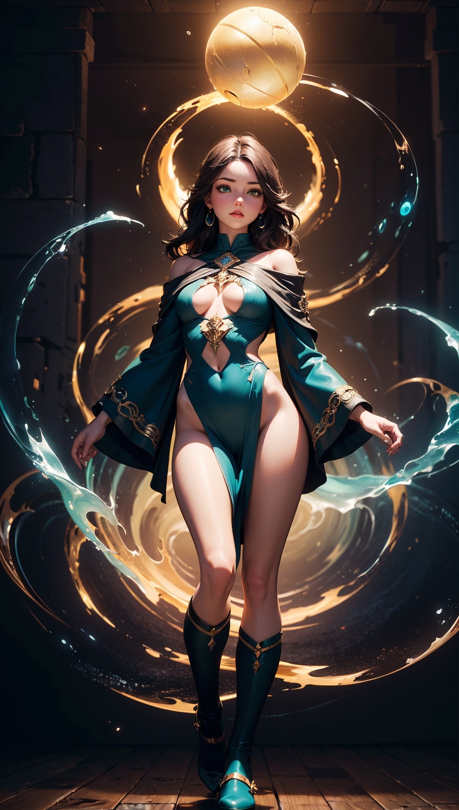Detailed background,  (dungeon with spirits flying about),  particles on Tensor.Art