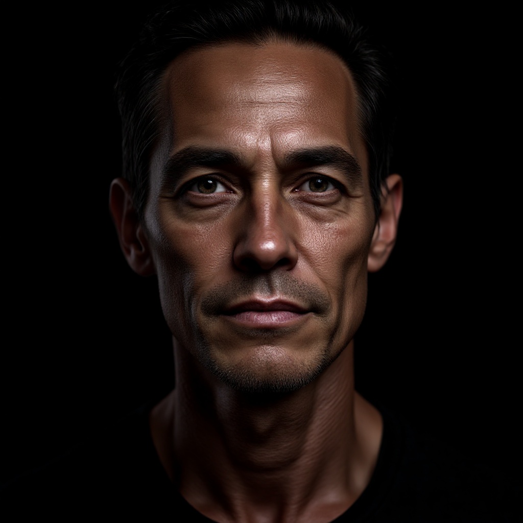 A pensive psychologist with an intense, analytical expression, focusing on their face with a shallow depth of field to blur the background, using a 50mm lens, f/1.8 aperture, and ISO 100. The background should be solid black to emphasize the subject's emotions. The lighting should be subtle yet striking, with a combination of Azul Turquesa and Roxo Ameixa to create a sense of depth and intrigue. ultra-detailed, high-resolution, photorealistic, sharp focus, cinematic lighting, soft shadows, vibrant colors, 8k, 4k, uhd. Black background solid.