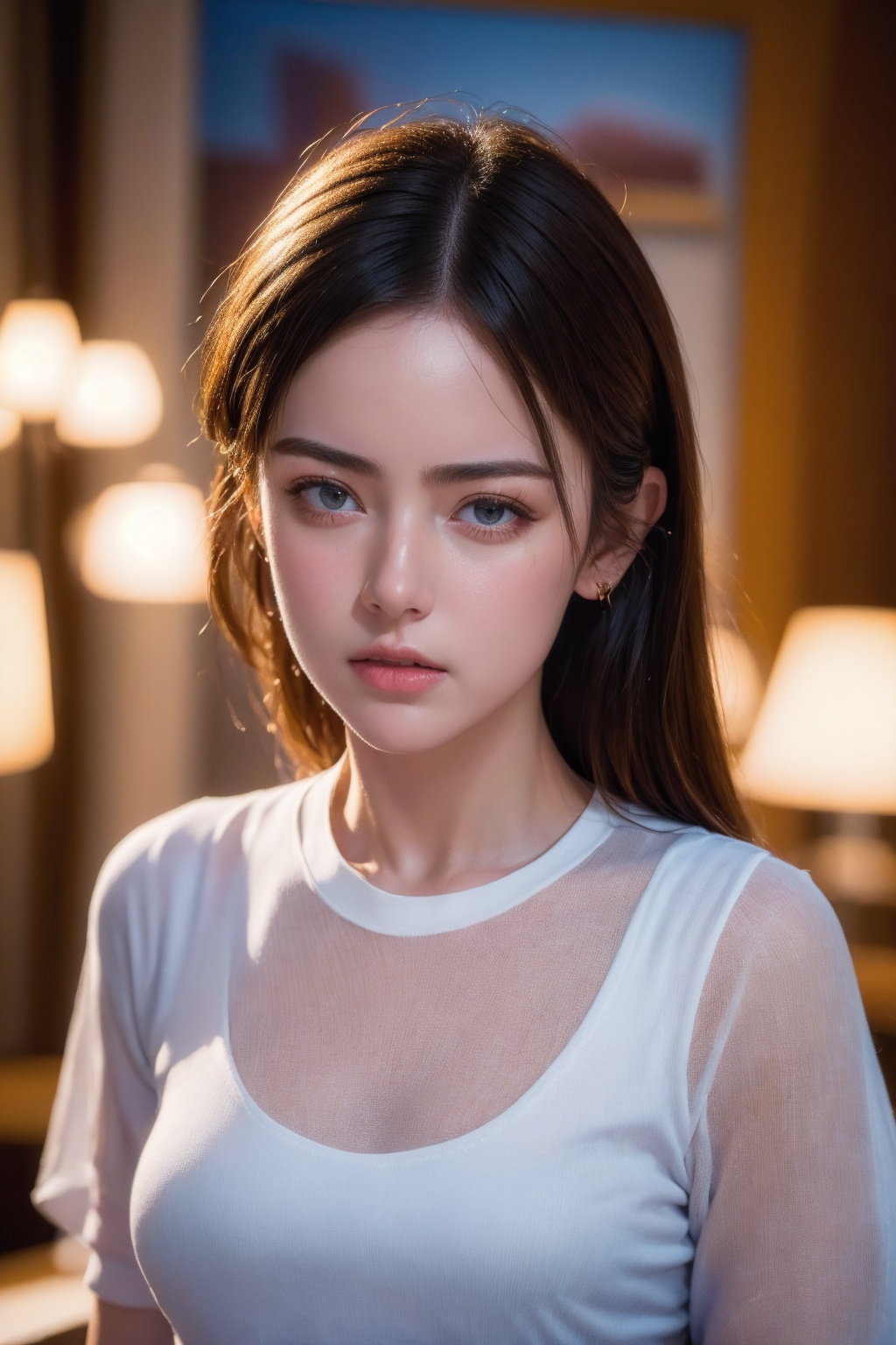cinematic photo 1girl,  white shirt on Tensor.Art
