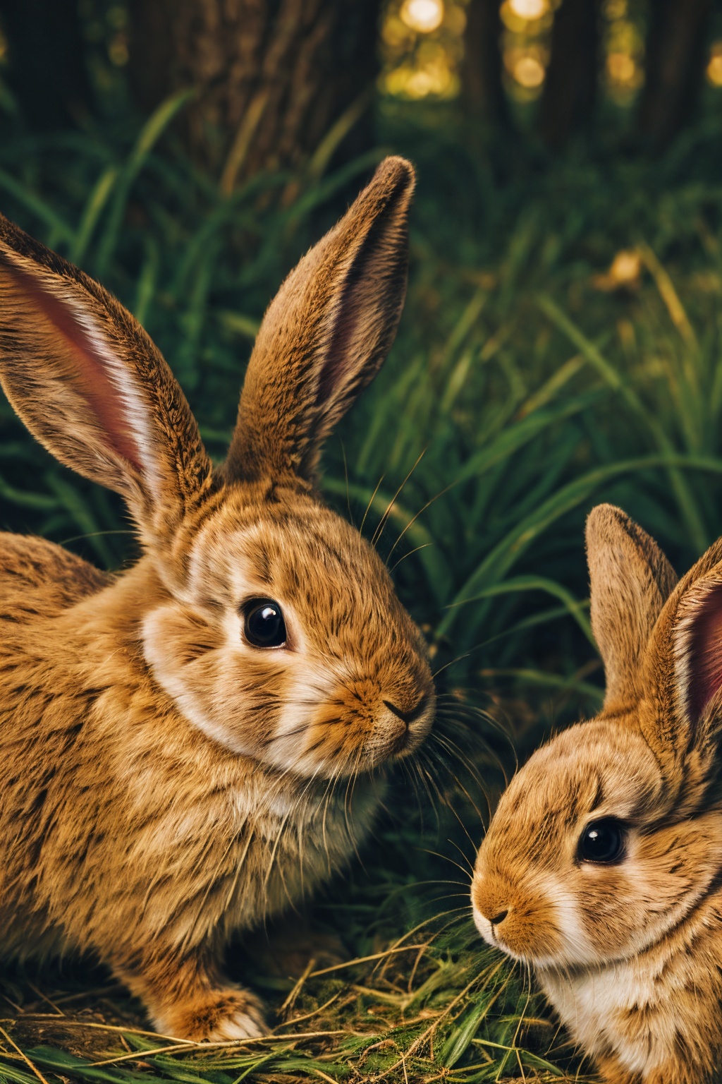 <lora:tutututu_20240119010100-000004:0.5>,brown rabbits,soft light,Three rabbits,lined up,tutututu,animal portrait,close-up,furry,long ears,masterpiece,best quality,