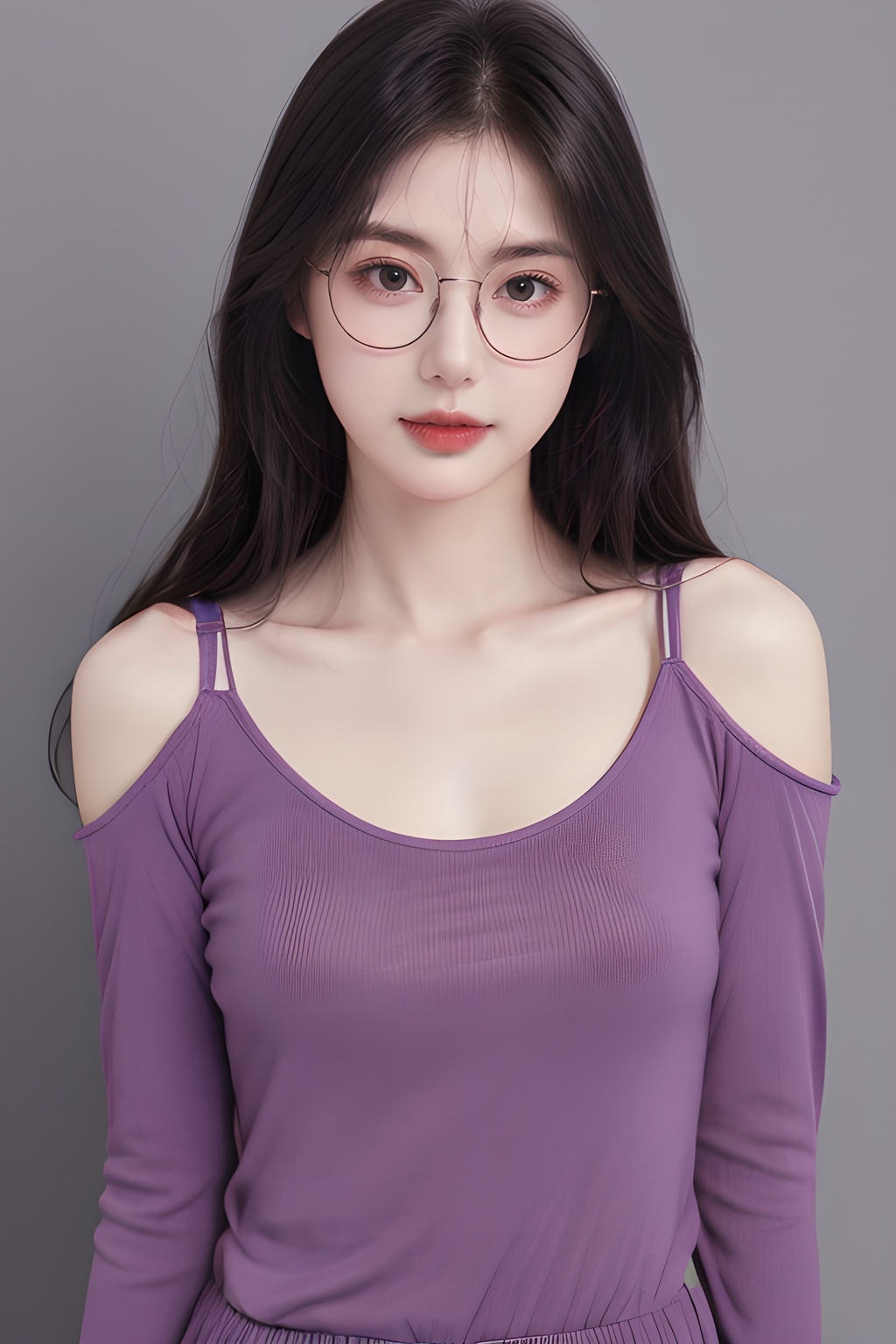 1girl,(simple background:1.2), <lora:0804_04:0.7>,<lora:SDXLrender_v2.0:0.6>, (medium breasts:0.8), purple clothes