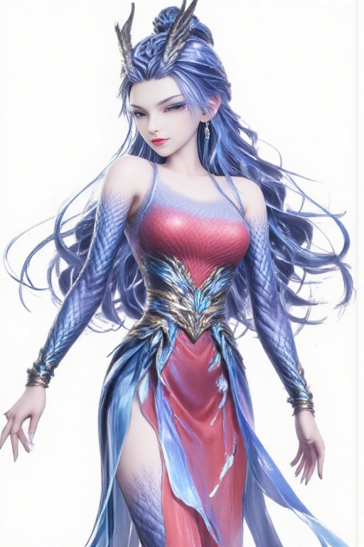 blue hair,ar1,aorun,ink sketch,GNXY,Chinese ink painting,Ancient Chinese Figures,((minimalism)),white space,outdoor,1girl,dunhuang,red and blue clothing,Dance poses,Fluttering ribbons,complex hair ornament,dynamic pose,tree,falling petals,