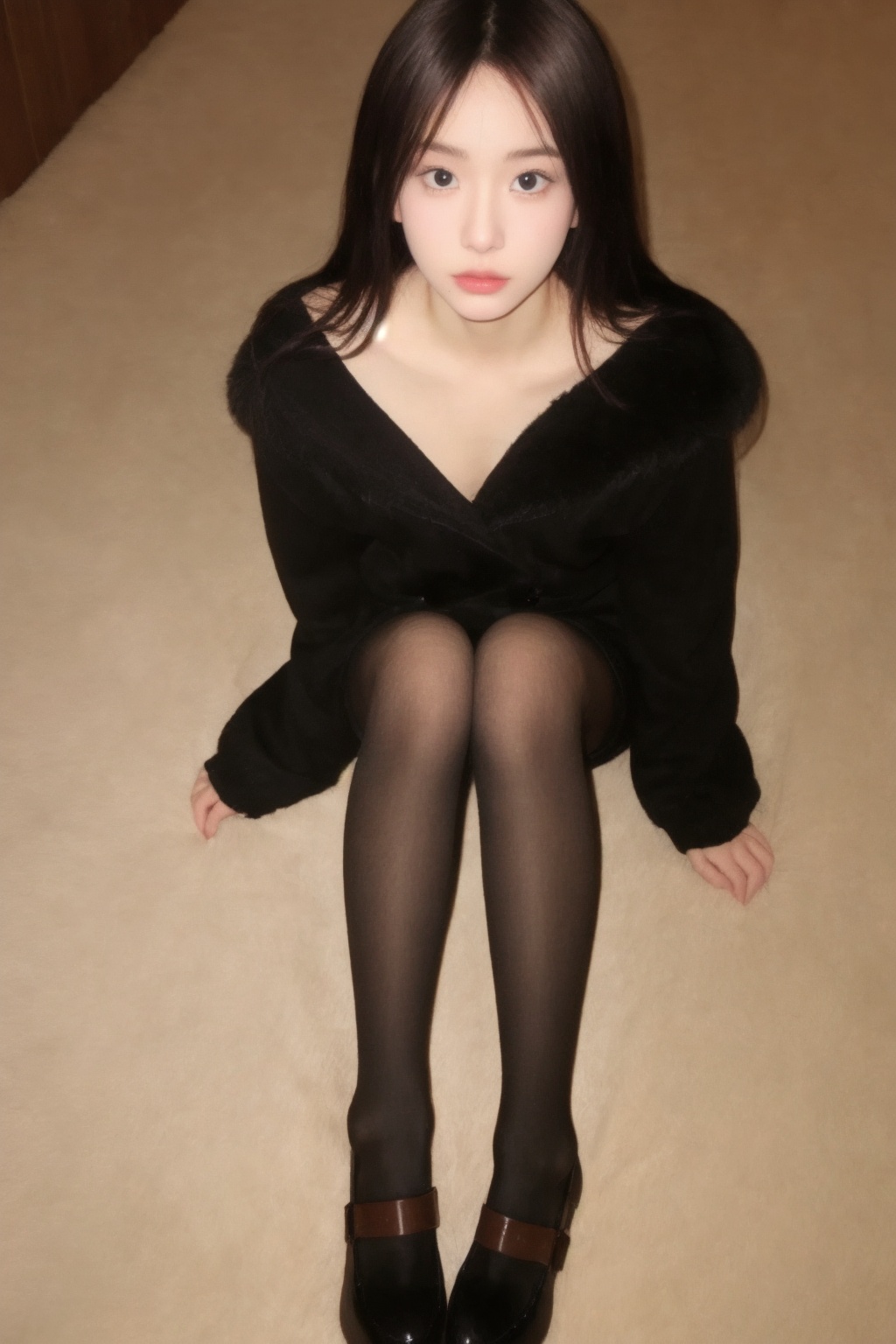 1girl, high quality, looking at viewer, sitting, full body, pov,pantyhose,  <lora:songzhen_v3-000006:0.69>