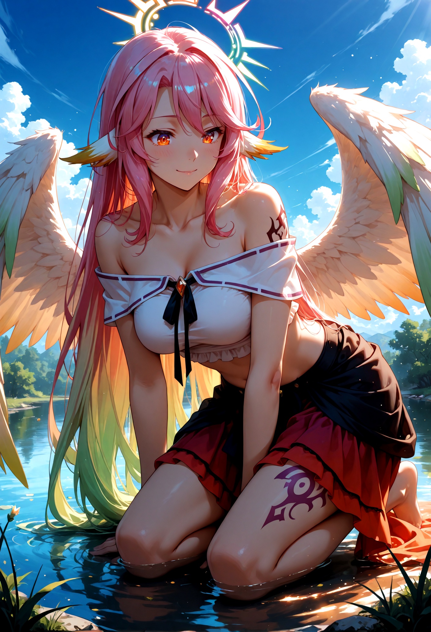 jibril \(no game no life\),  orange eyes,  long hair on Tensor.Art