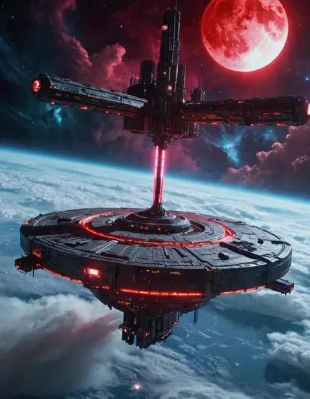 in space,  cyberpunk structure,  neons on Tensor.Art