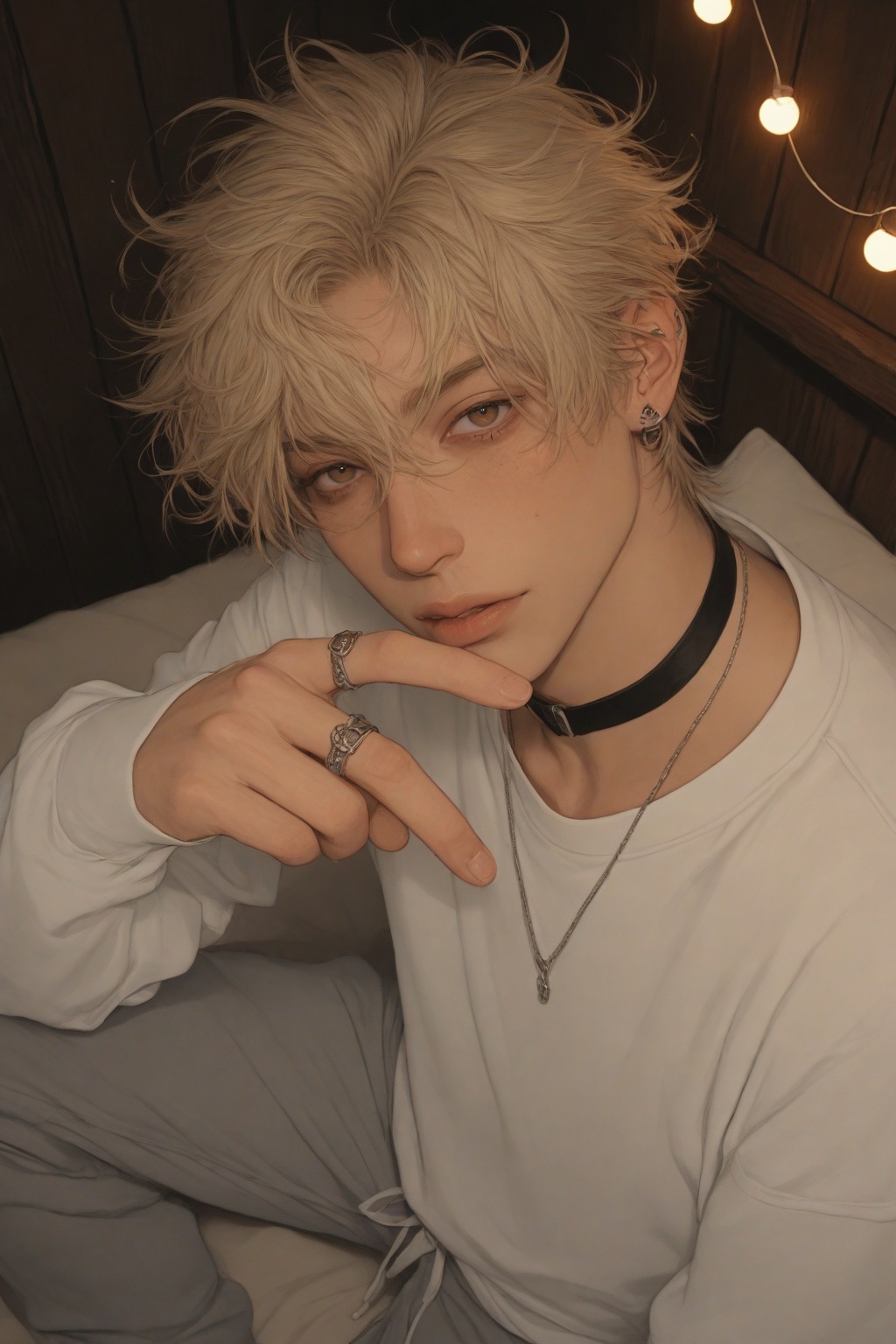 blonde_hair,  solo,  jewelry on Tensor.Art