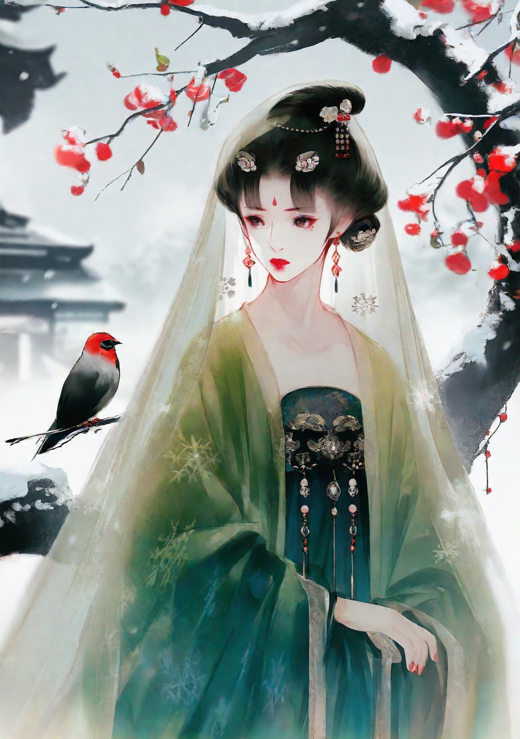 1girl,  forehead mark,  flower on Tensor.Art