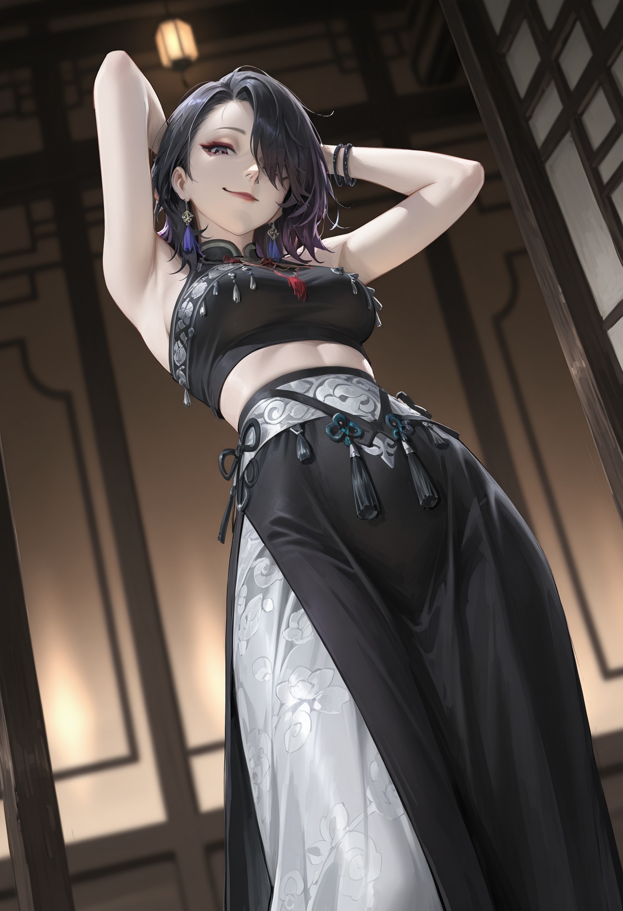 solo,  1girl,  black hair on Tensor.Art