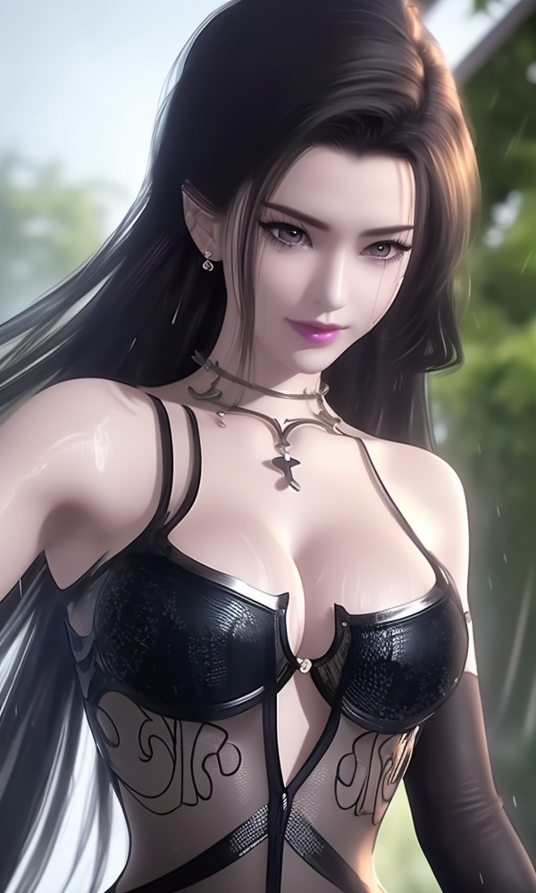 (,1girl, ,best quality, ),looking at viewer, <lora:416-DA-天行九歌-潮女妖睡衣V2:0.8> ,, ,masterpiece, (( , )),,ultra realistic 8k cg, ,      ,building, bare_shoulders,cleavage cutout, eyelashes,magic,hydrokinesis,sweat, wet, rain, ,       (cleavage), (), 
