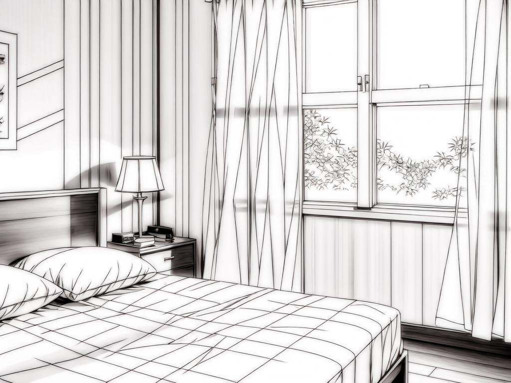 monochrome,  no humans,  bedroom on Tensor.Art